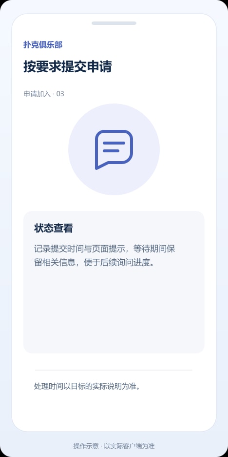 扑克俱乐部 按要求提交申请操作示意